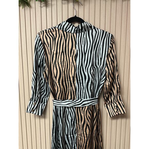 Liquorish Mixed Tiger Print Midi Shirt Dress with Tie Belt Size 6 - Picture 10 of 10